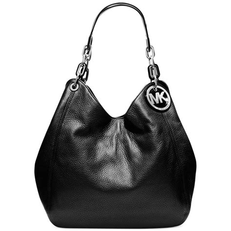 premium michael michael kors michael michael kors fulton ballerina's black|Fulton Large Pebbled Leather Shoulder Bag .